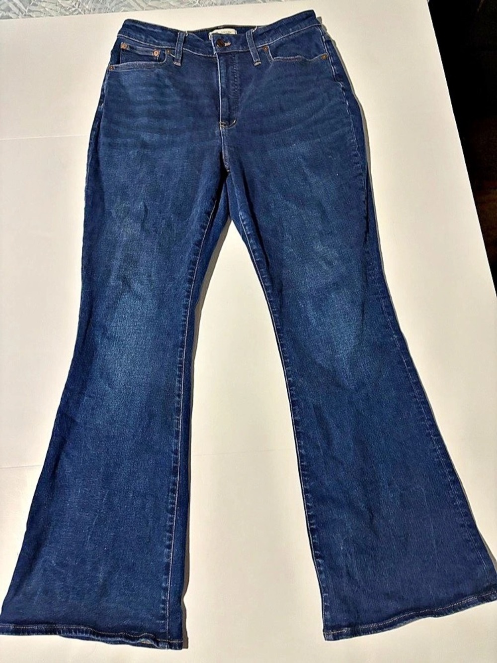 Madewell Curvy Skinny Flare Jeans Dark Wash Stretch Denim - Size 32